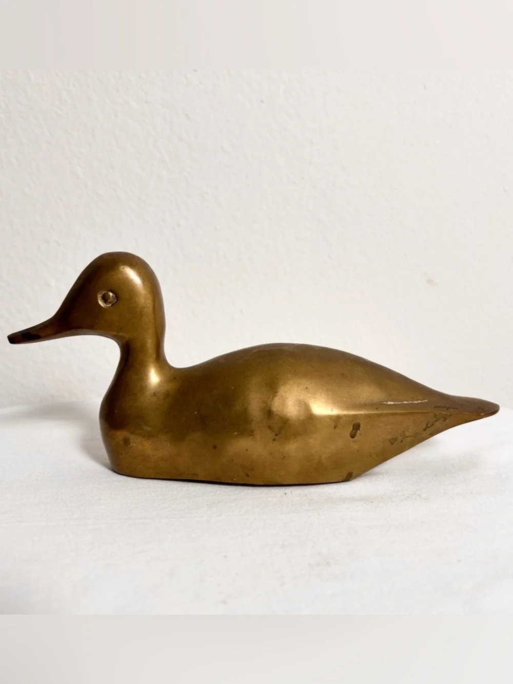 VTG Brass Coated Duck Sculpture Distressed Paper Weight Gold Decor Figurine